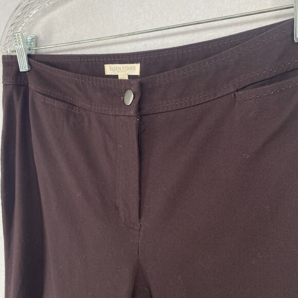 EILEEN FISHER Pants PL Organic Cotton Stretch Twill Tapered Cropped Chino Brown - Picture 2 of 16